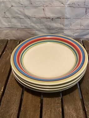 Gibson Multicolor Striped Salad Plates Set of 4